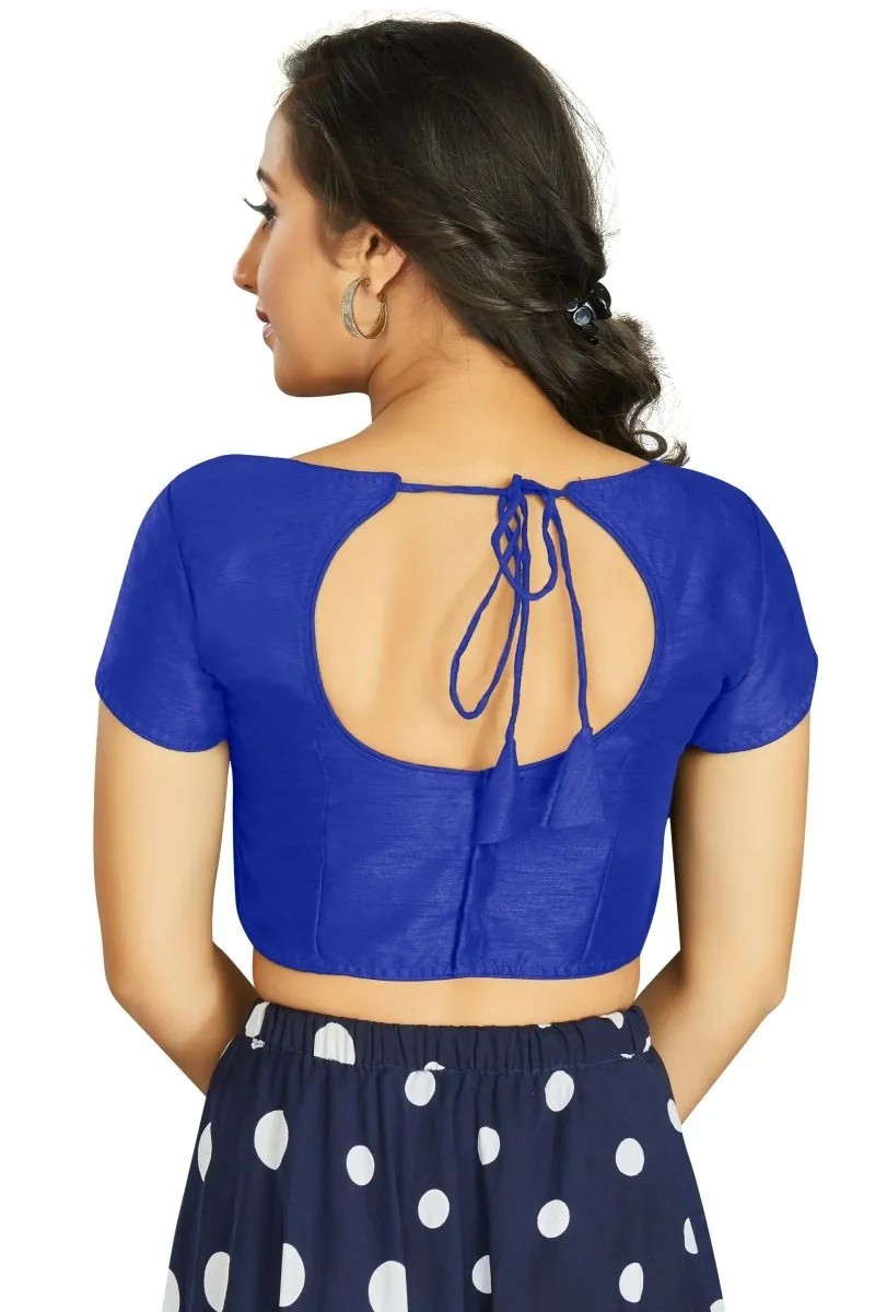 Aastha Fashion Women's Blue Art Silk Designer Festive Wear Readymade Blouse