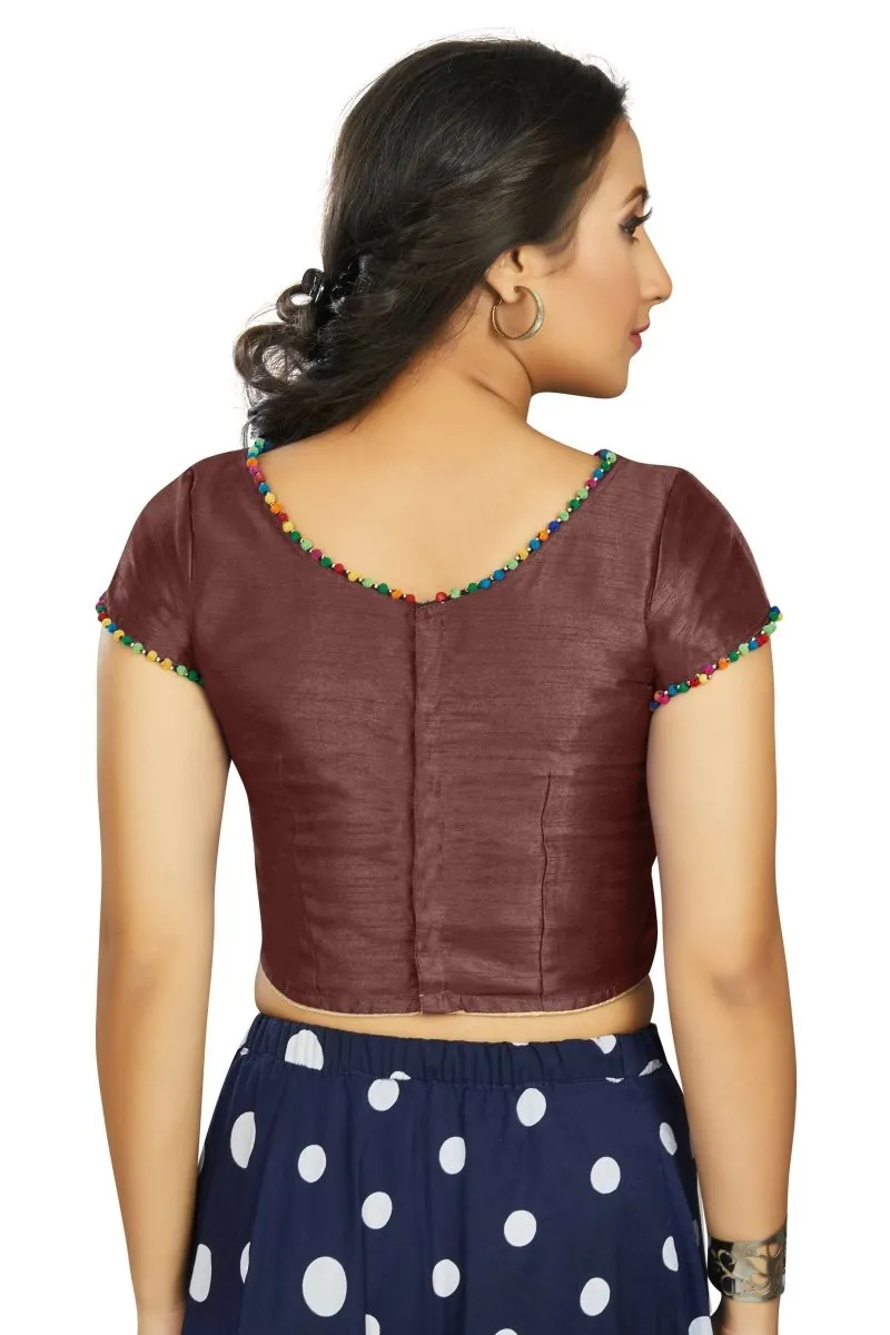 Aastha Fashion Women's Brown Art Silk Designer Party Wear Readymade Blouse