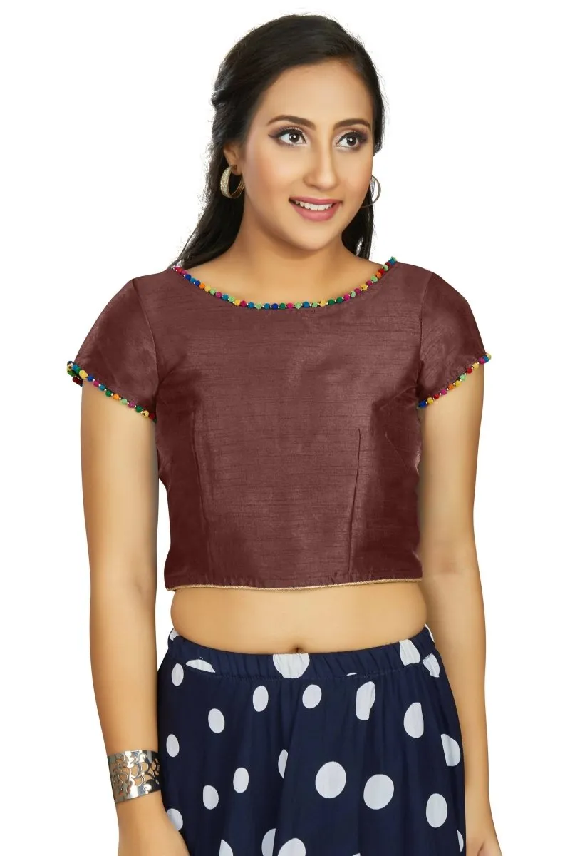 Aastha Fashion Women's Brown Art Silk Designer Party Wear Readymade Blouse