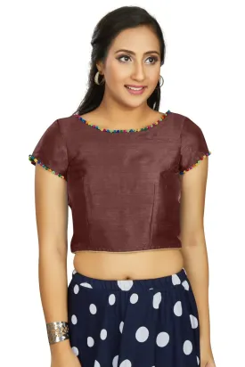 Aastha Fashion Women's Brown Art Silk Designer Party Wear Readymade Blouse