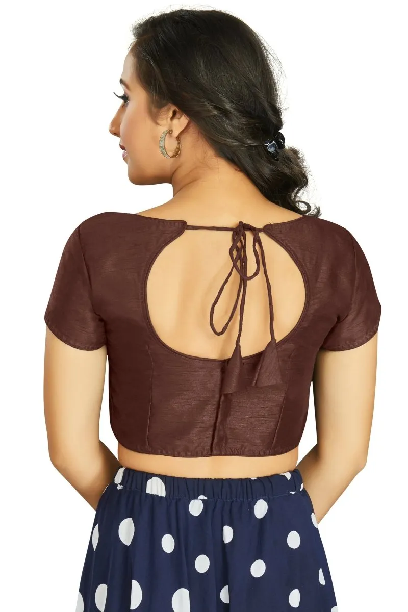 Aastha Fashion Women's Coffee Art Silk Designer Festive Wear Readymade Blouse
