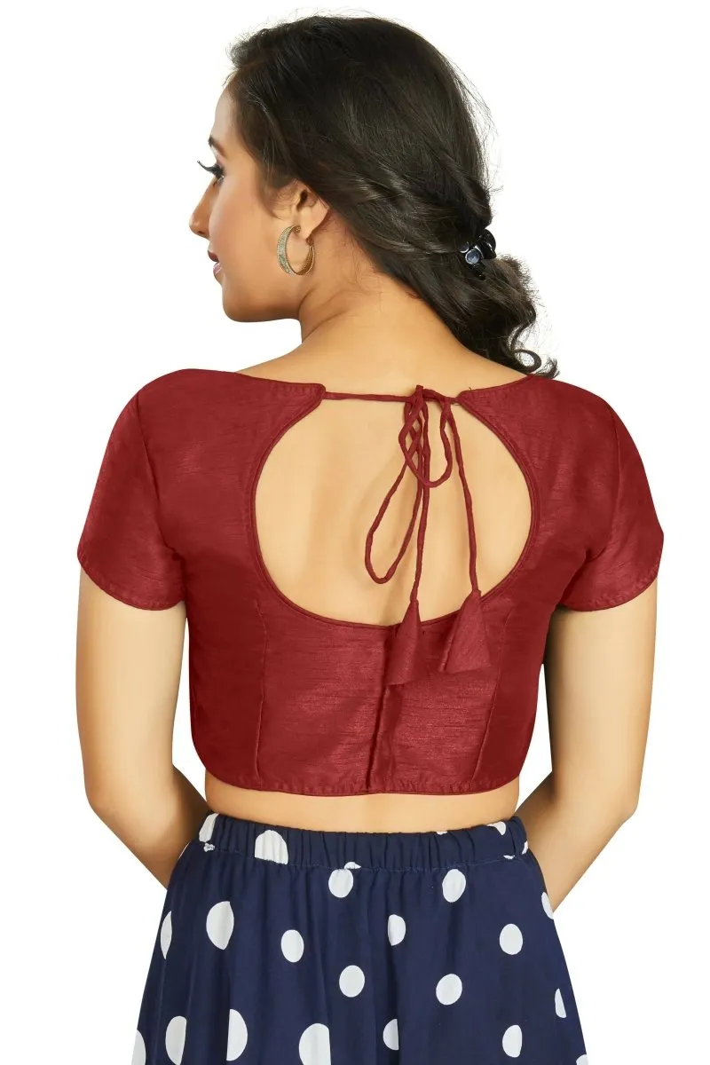 Aastha Fashion Women's Maroon Art Silk Designer Festive Wear Readymade Blouse
