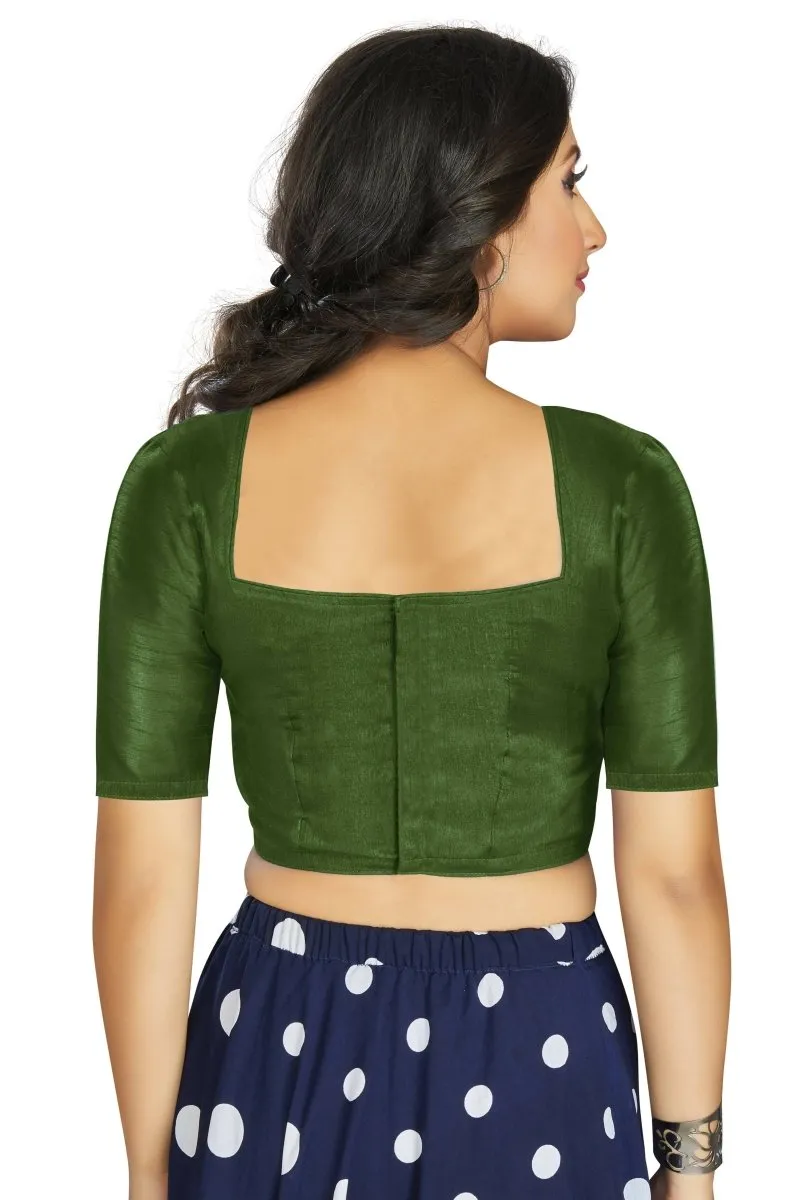 Aastha Fashion Women's Mehendi Art Silk Designer Traditional Readymade Blouse