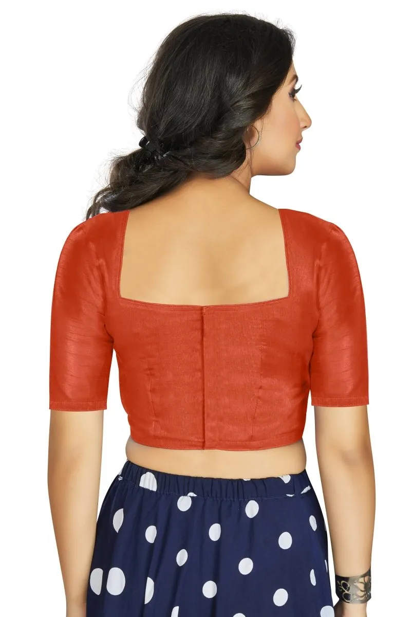 Aastha Fashion Women's Orange Art Silk Designer Traditional Readymade Blouse