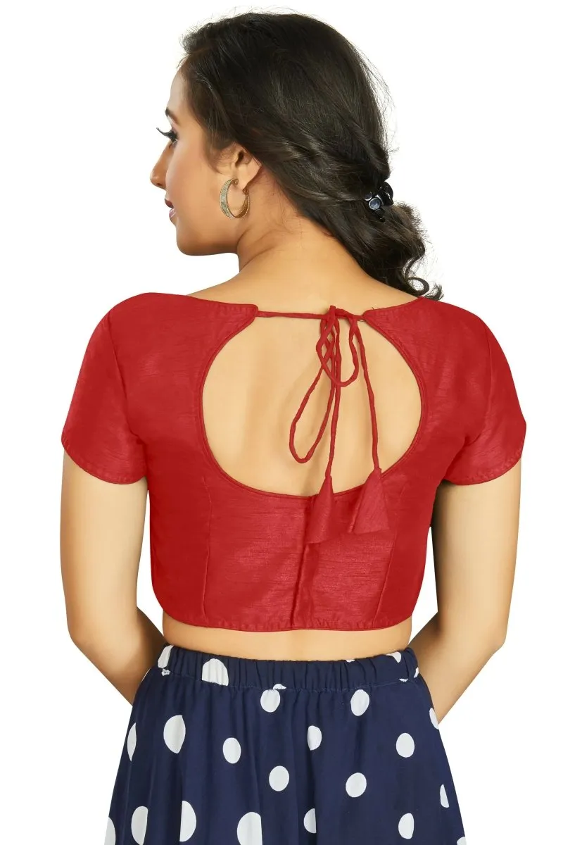 Aastha Fashion Women's Red Art Silk Designer Festive Wear Readymade Blouse