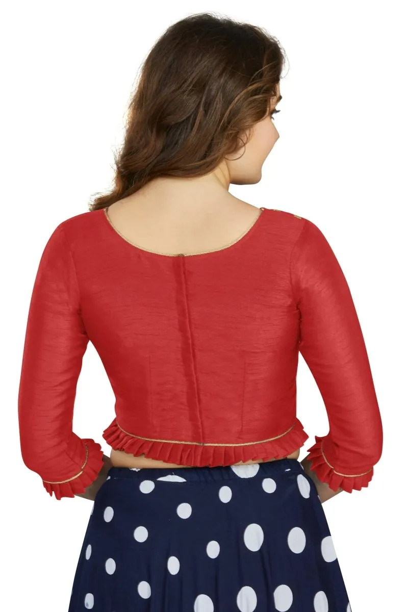 Aastha Fashion Women's Red Art Silk Designer Party Wear Readymade Blouse