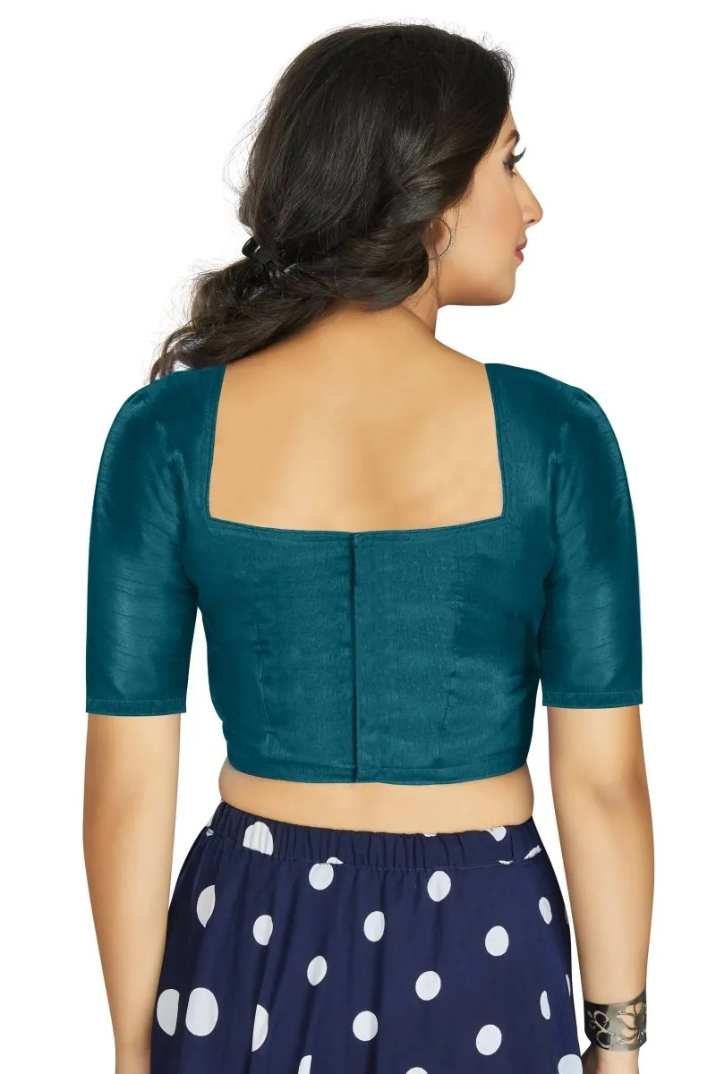 Aastha Fashion Women's Teal Art Silk Designer Traditional Readymade Blouse