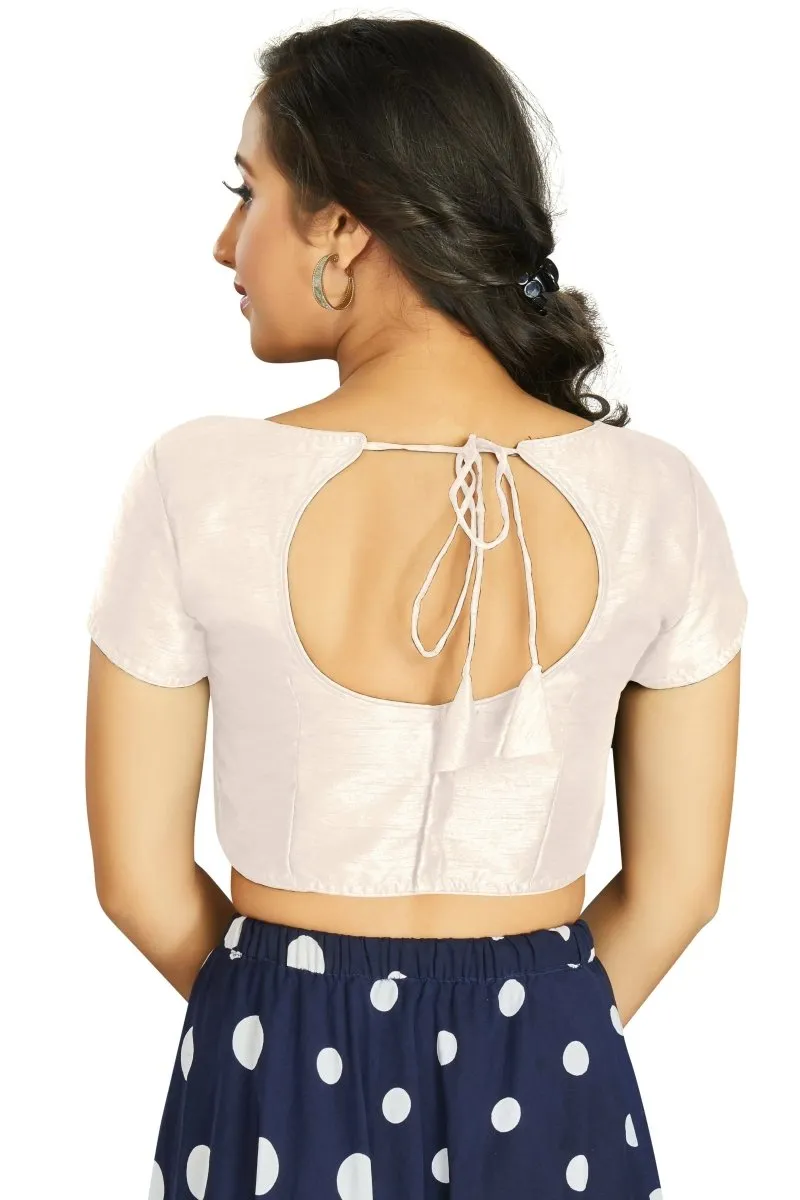 Aastha Fashion Women's White Art Silk Designer Festive Wear Readymade Blouse