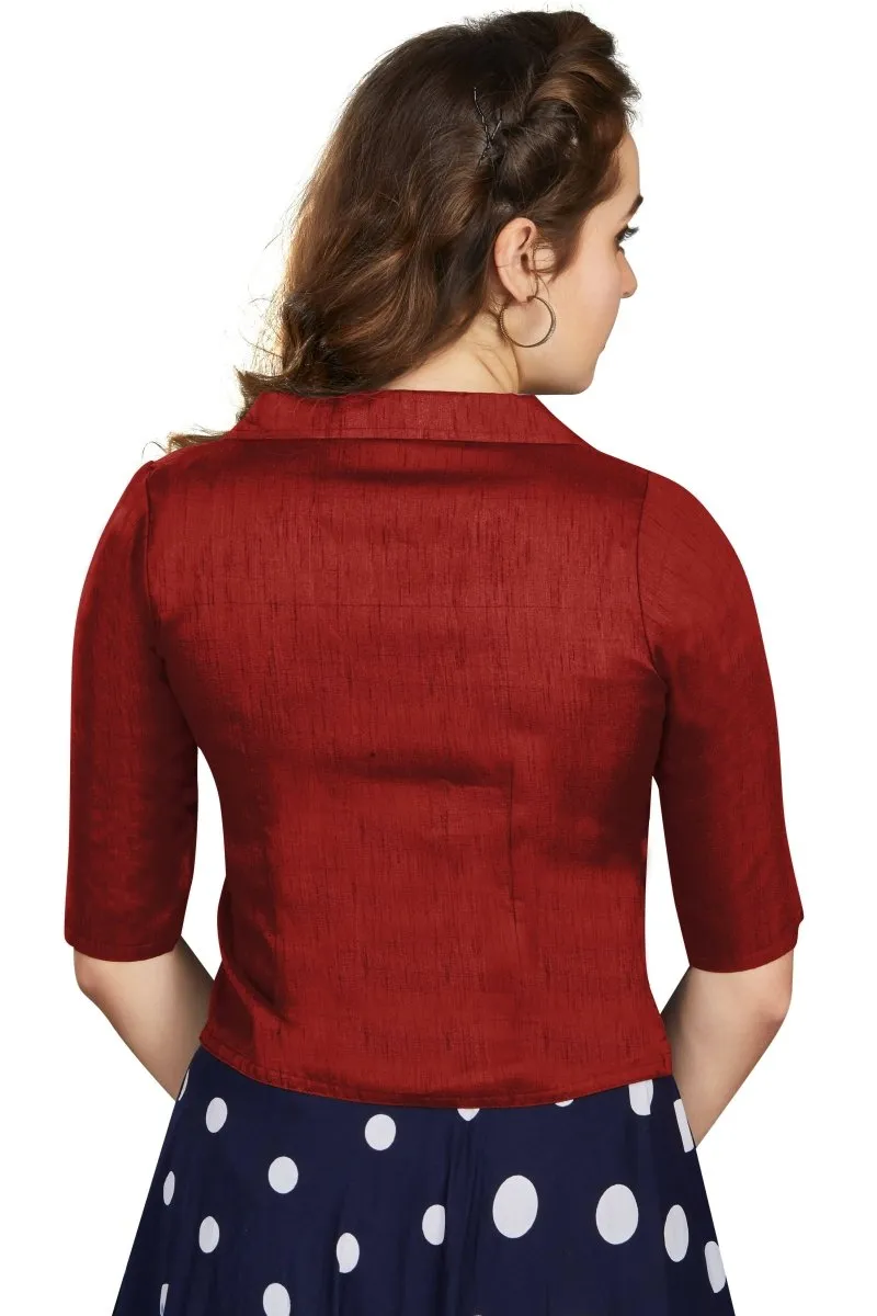 Aastha Fashion Women's Women's Maroon Art Silk Button Readymade Blouse