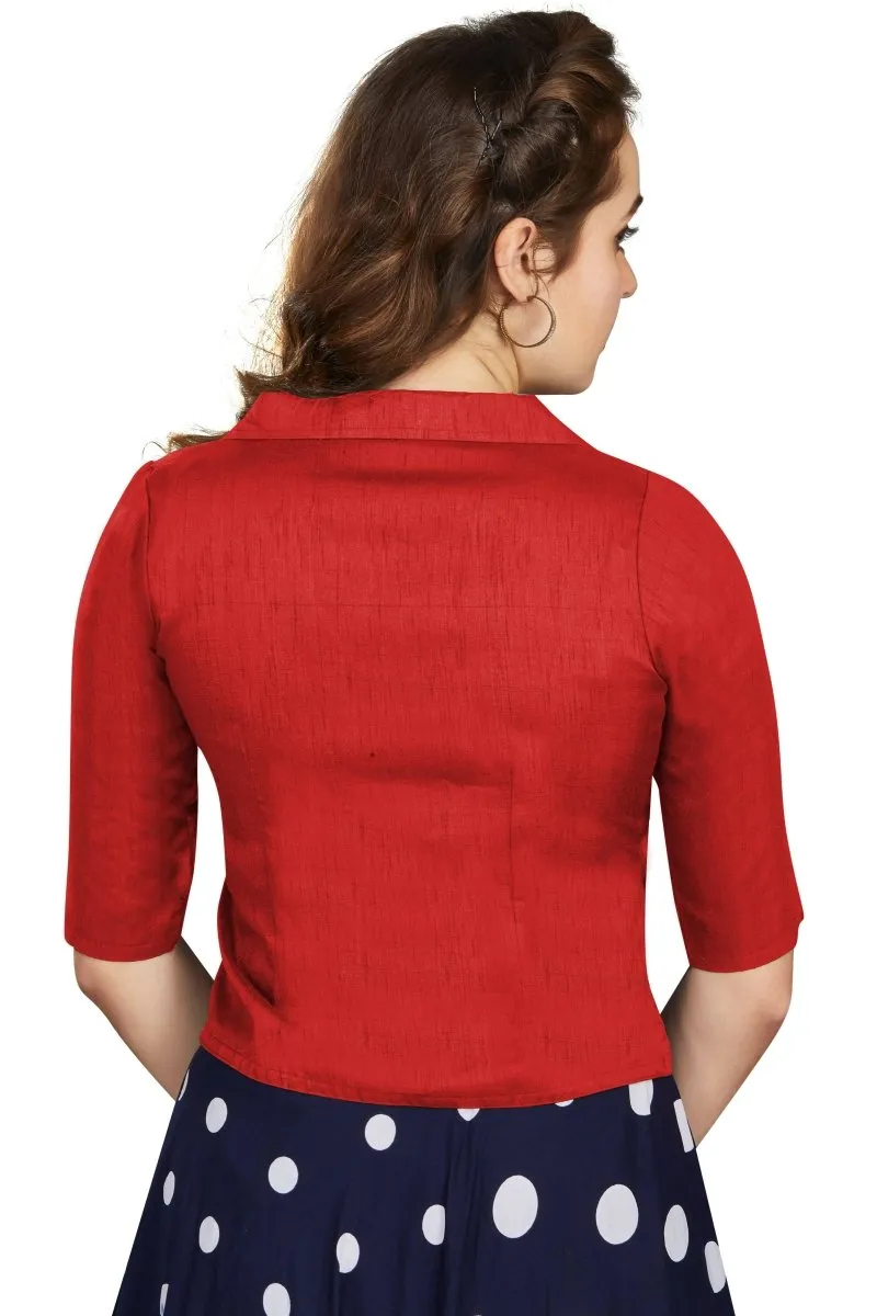 Aastha Fashion Women's Women's Red Art Silk Button Readymade Blouse