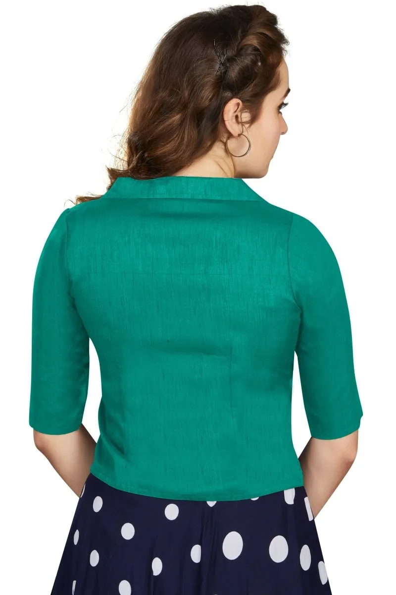 Aastha Fashion Women's Women's Sea Green Art Silk Button Readymade Blouse