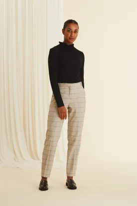 Amalia Plaid Wool Pants Plaid Grey