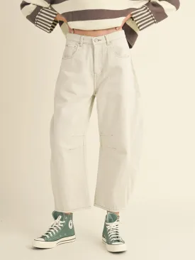 BARREL COTTON PANTS - ECRU