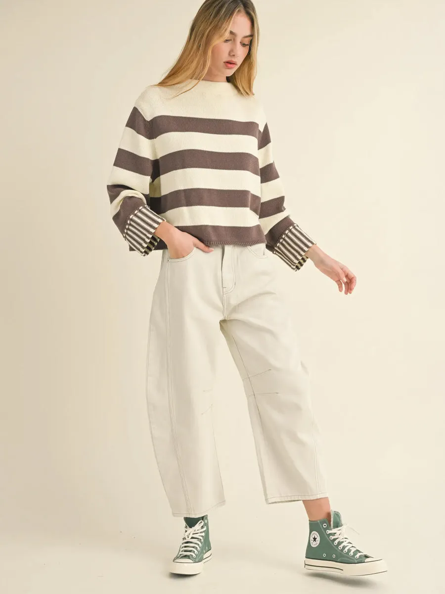 BARREL COTTON PANTS - ECRU