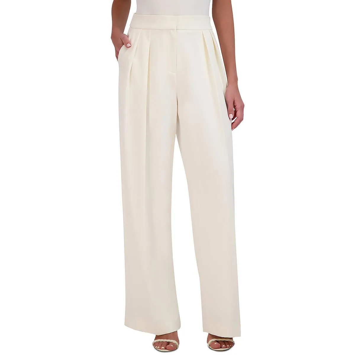 BCBGMAXAZRIA Womens Pleated Wide Leg Wide Leg Pants