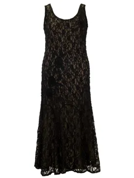 Black Lace Cornelli Embroidered Dress with Champagne Lining