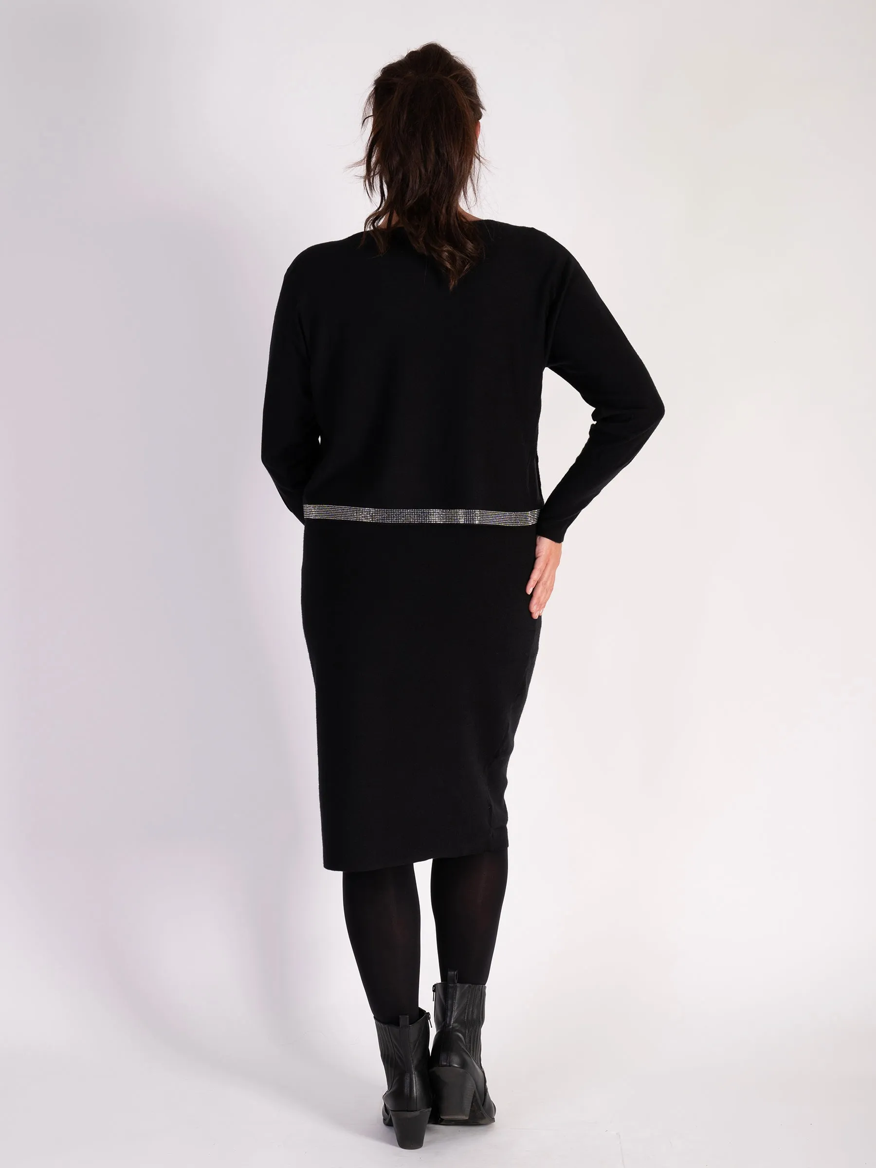 Black Layered Dress With Diamonte Detail