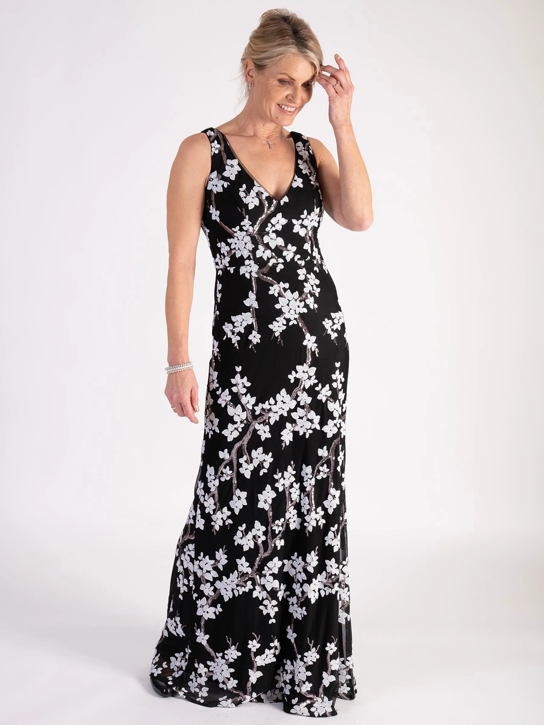 Black/White Sequin Embellished Dress