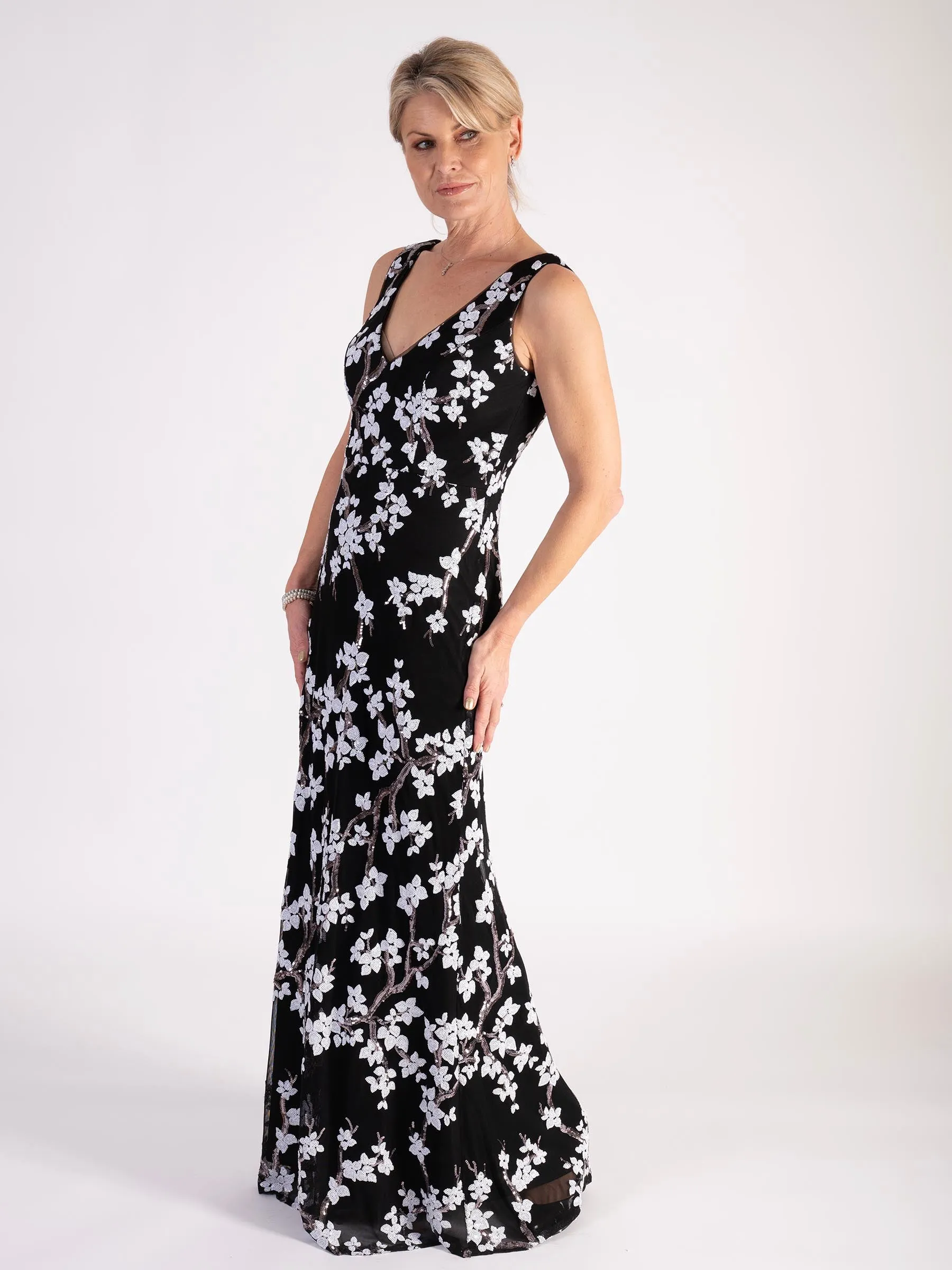 Black/White Sequin Embellished Dress