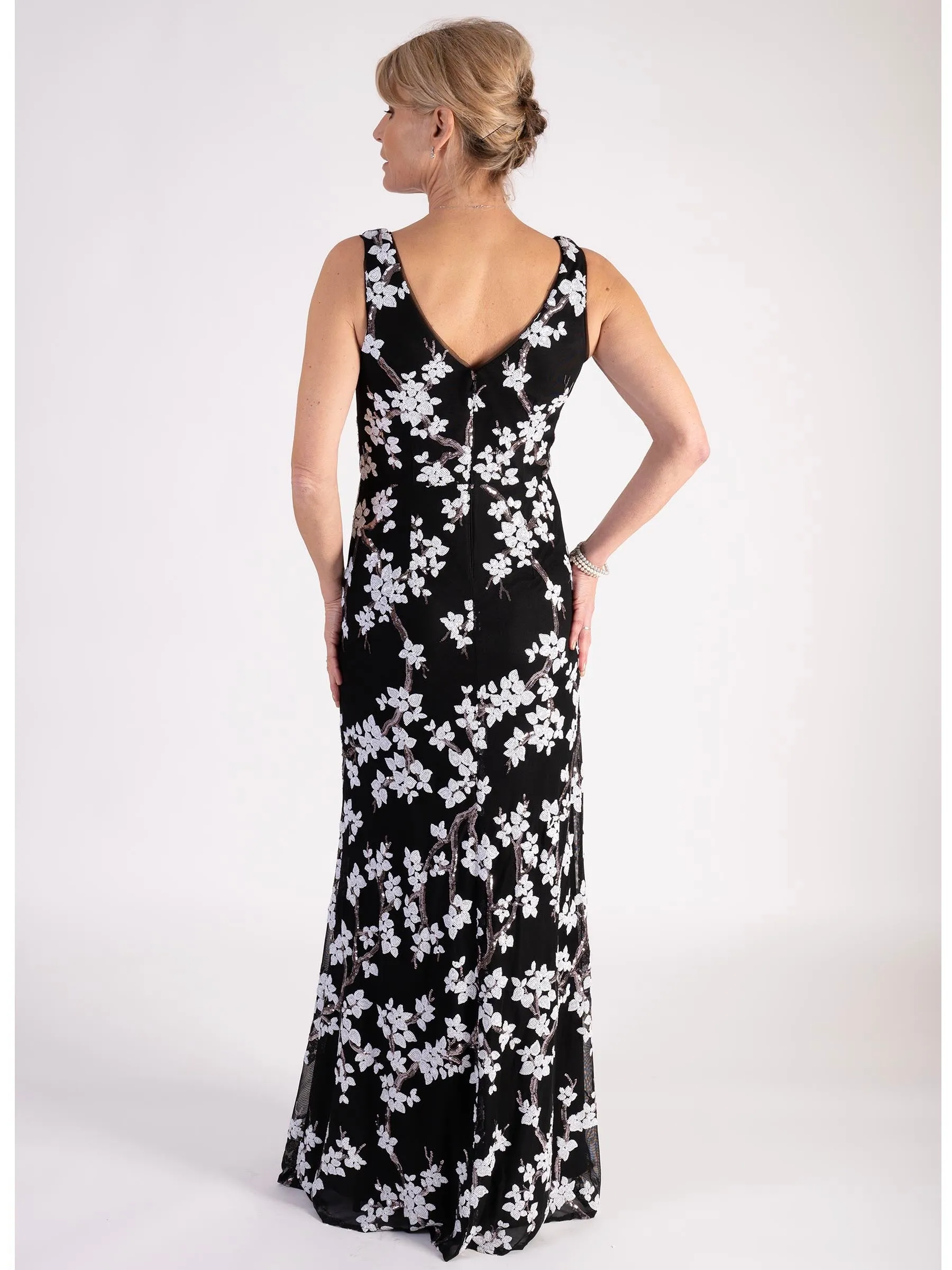 Black/White Sequin Embellished Dress