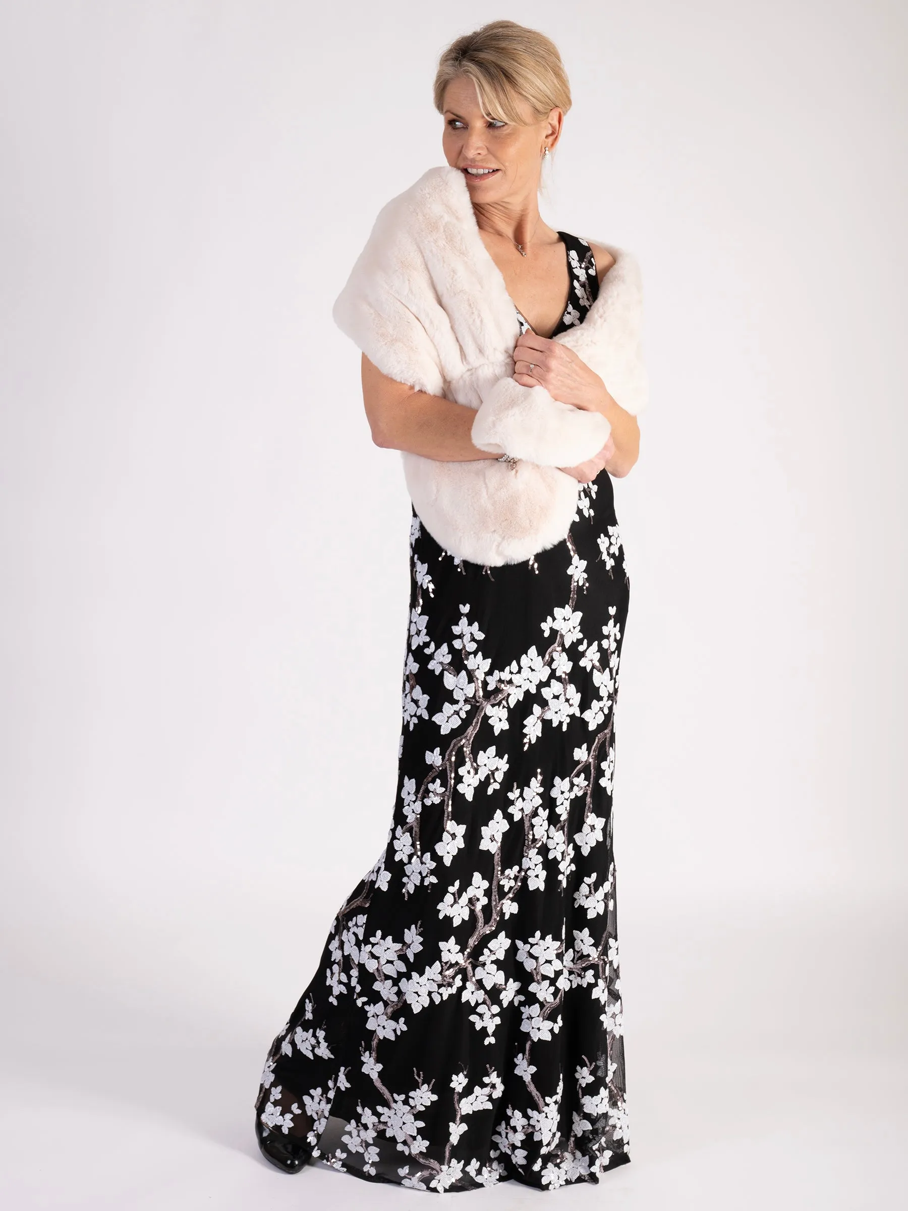Black/White Sequin Embellished Dress
