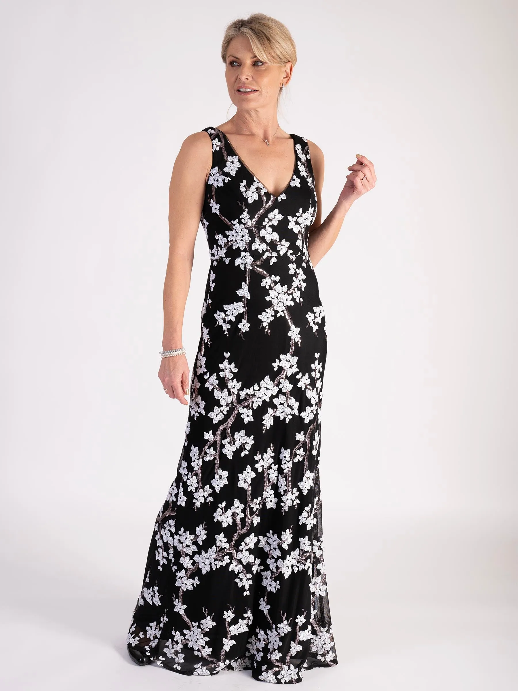Black/White Sequin Embellished Dress