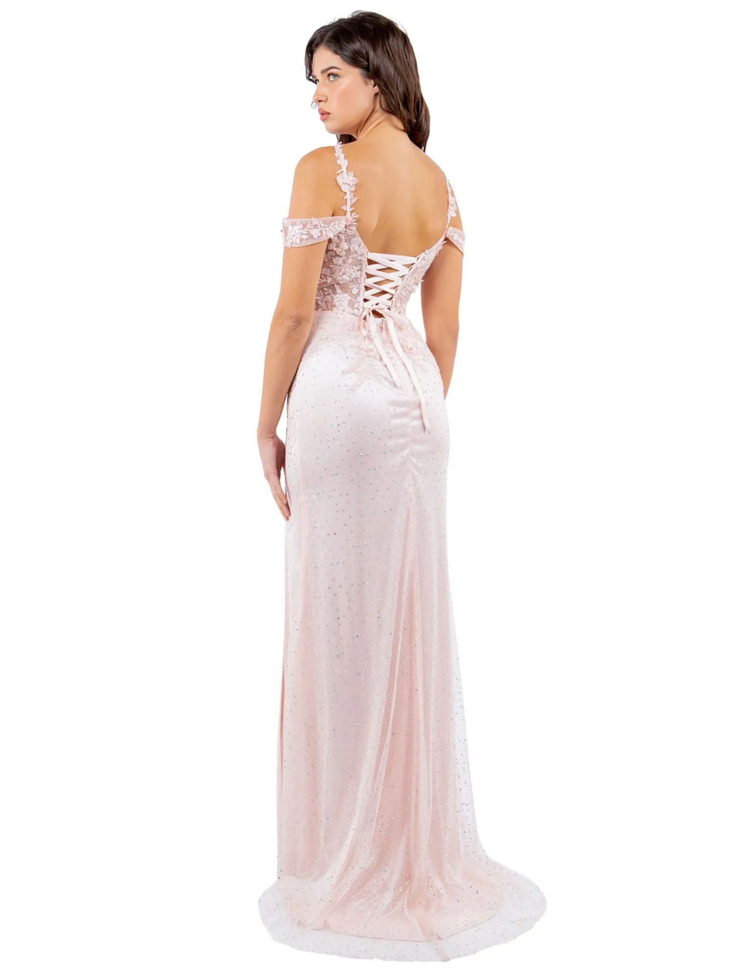 Bliss 3D Flower Applique Beaded Sequin Slit Gown for Women, Sizes XS-3XL