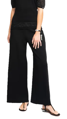 Briana Wide-Leg Milano-Knit Pants - Black