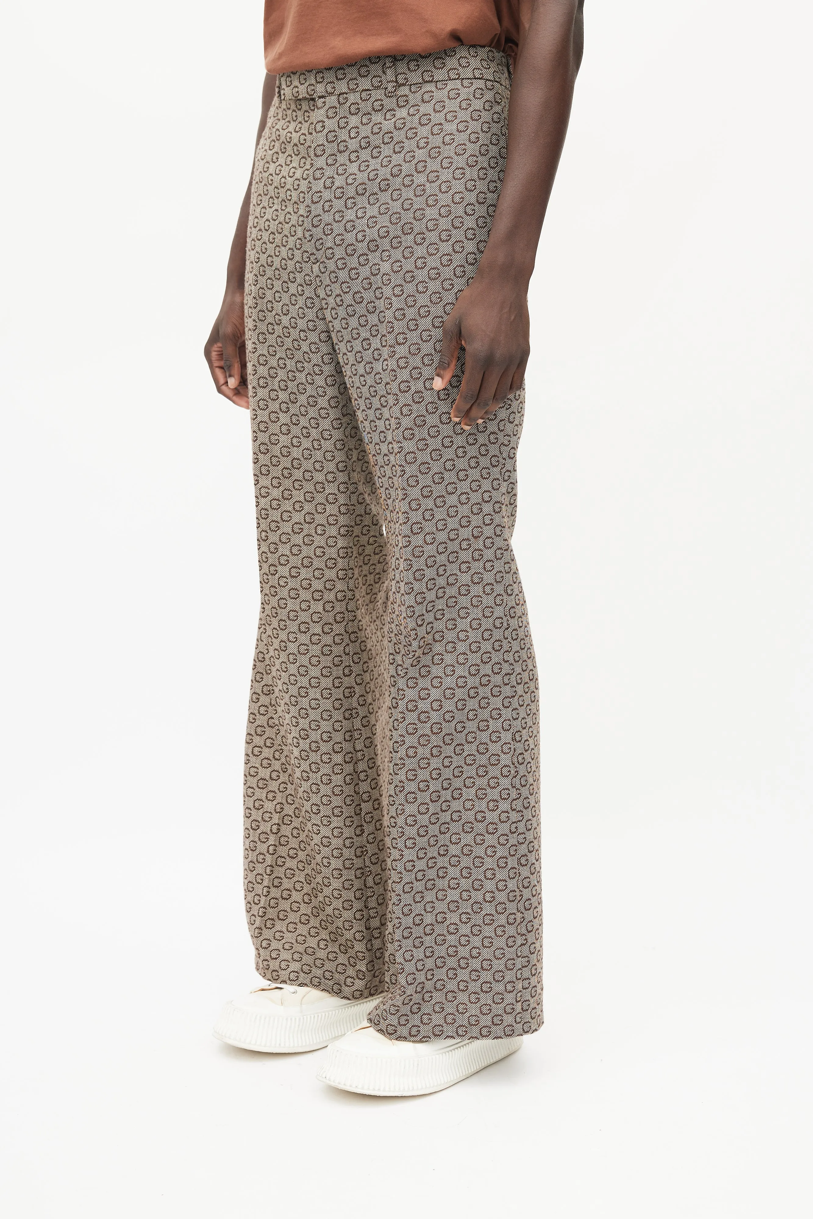 Brown Monogram Flared Trouser