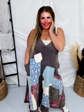 Brown Patchwork Wide Leg Jumpsuit