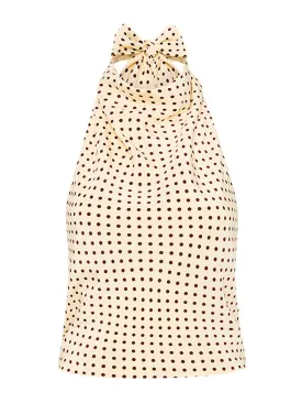 Burgundy polka dot scarf blouse