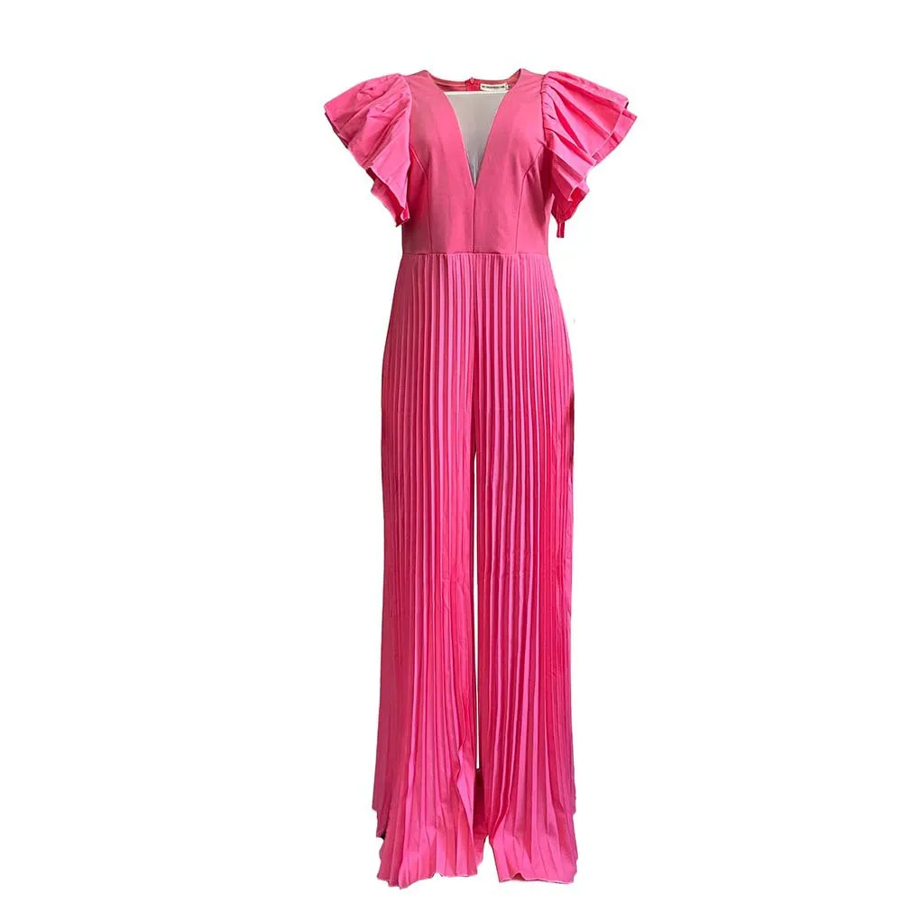 Chiffon Pleated Short-Sleeve One-Piece