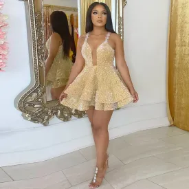 Cocktail Dresses Mini Length Beads Straps Homecoming Sequins Party Gowns Party Maxi Midi Outfits     S2577