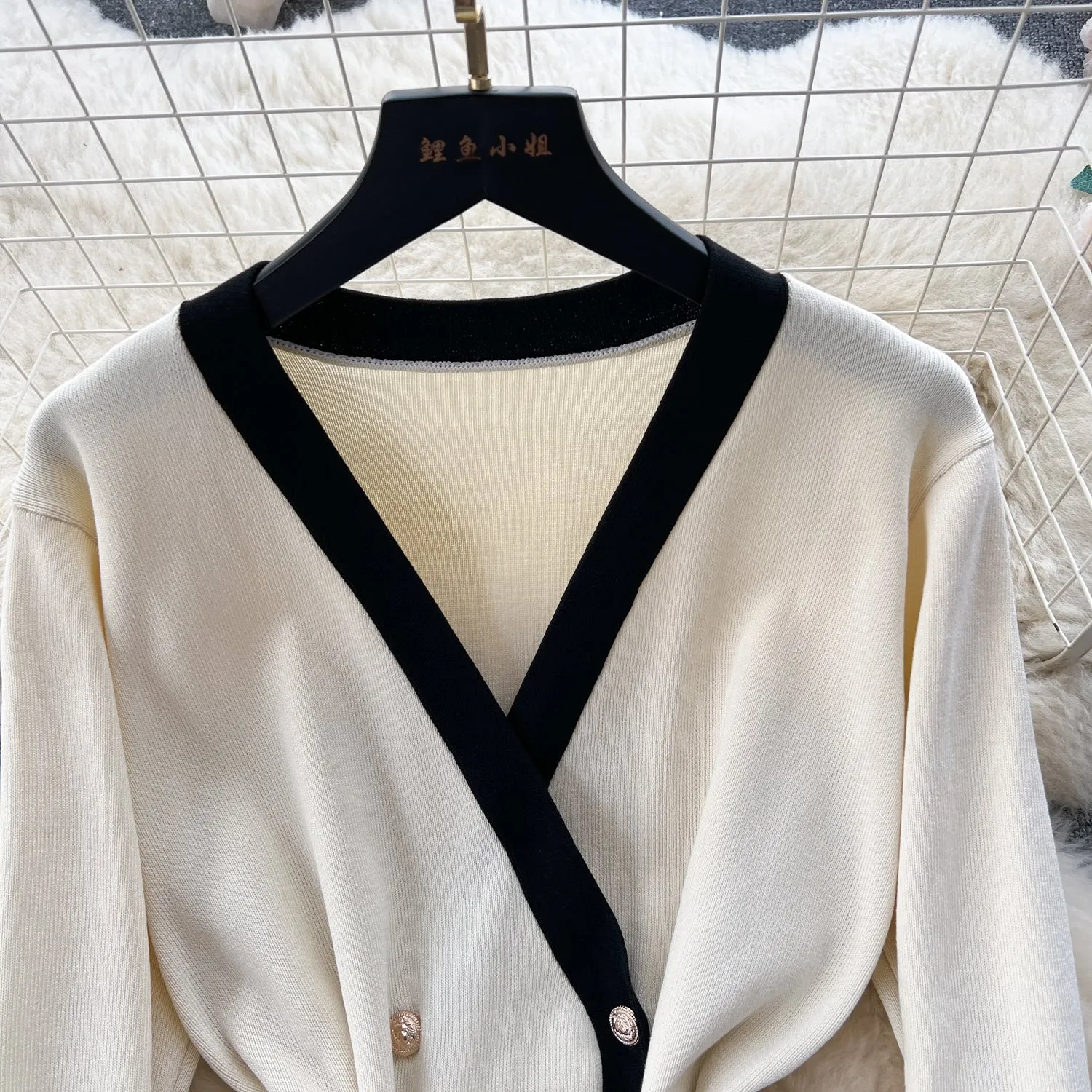 Color Blocking Knitted Cardigan Dress