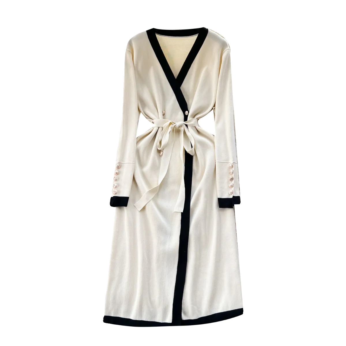 Color Blocking Knitted Cardigan Dress