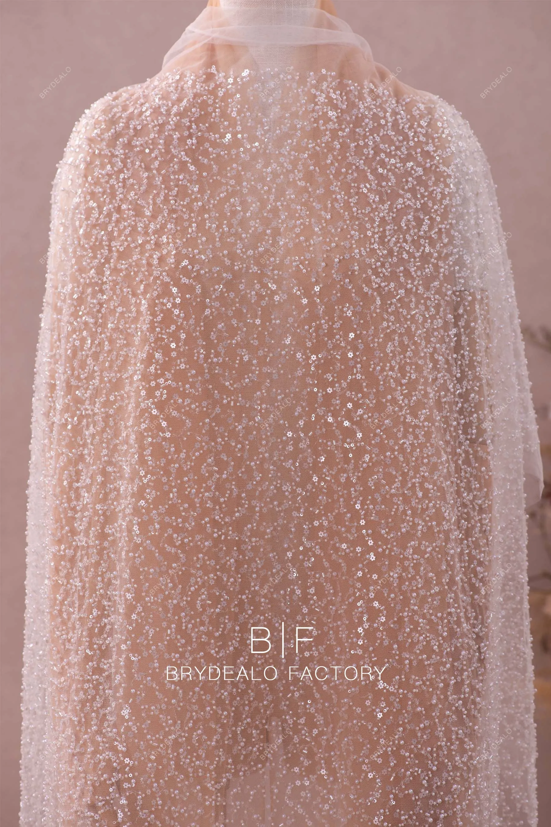 Delicate Tiny Flower Beading Lace Fabric Online By the Yard