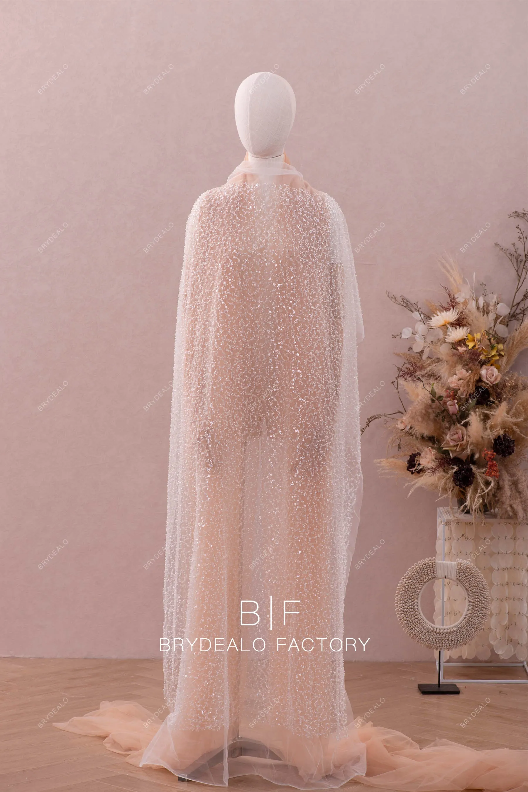 Delicate Tiny Flower Beading Lace Fabric Online By the Yard