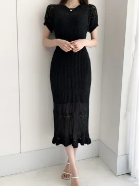 Elegant Knitted Short Sleeves Dress