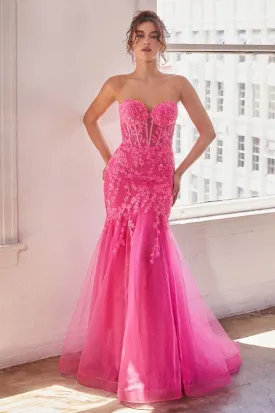 Embellished Strapless Mermaid Gown by Cinderella Divine CB139 - Special Occasion