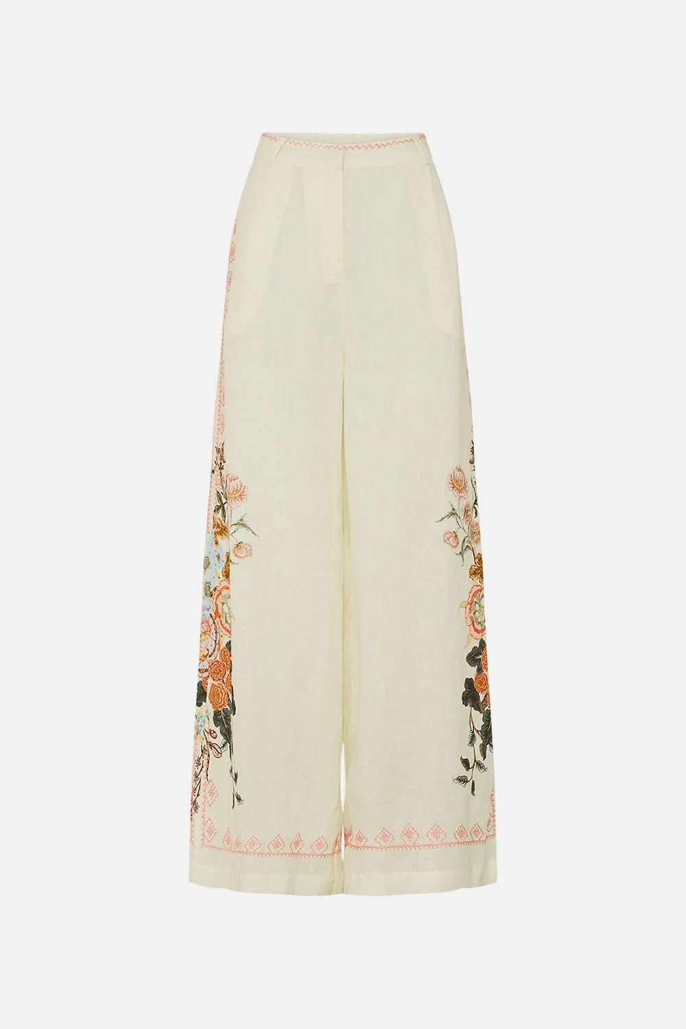 EMBROIDERED WIDE LEG WAISTED PANT IN HONOUR OF HEIRLOOMS