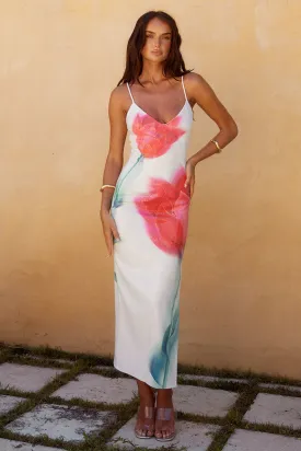 Emera Midi Dress - Red Flower