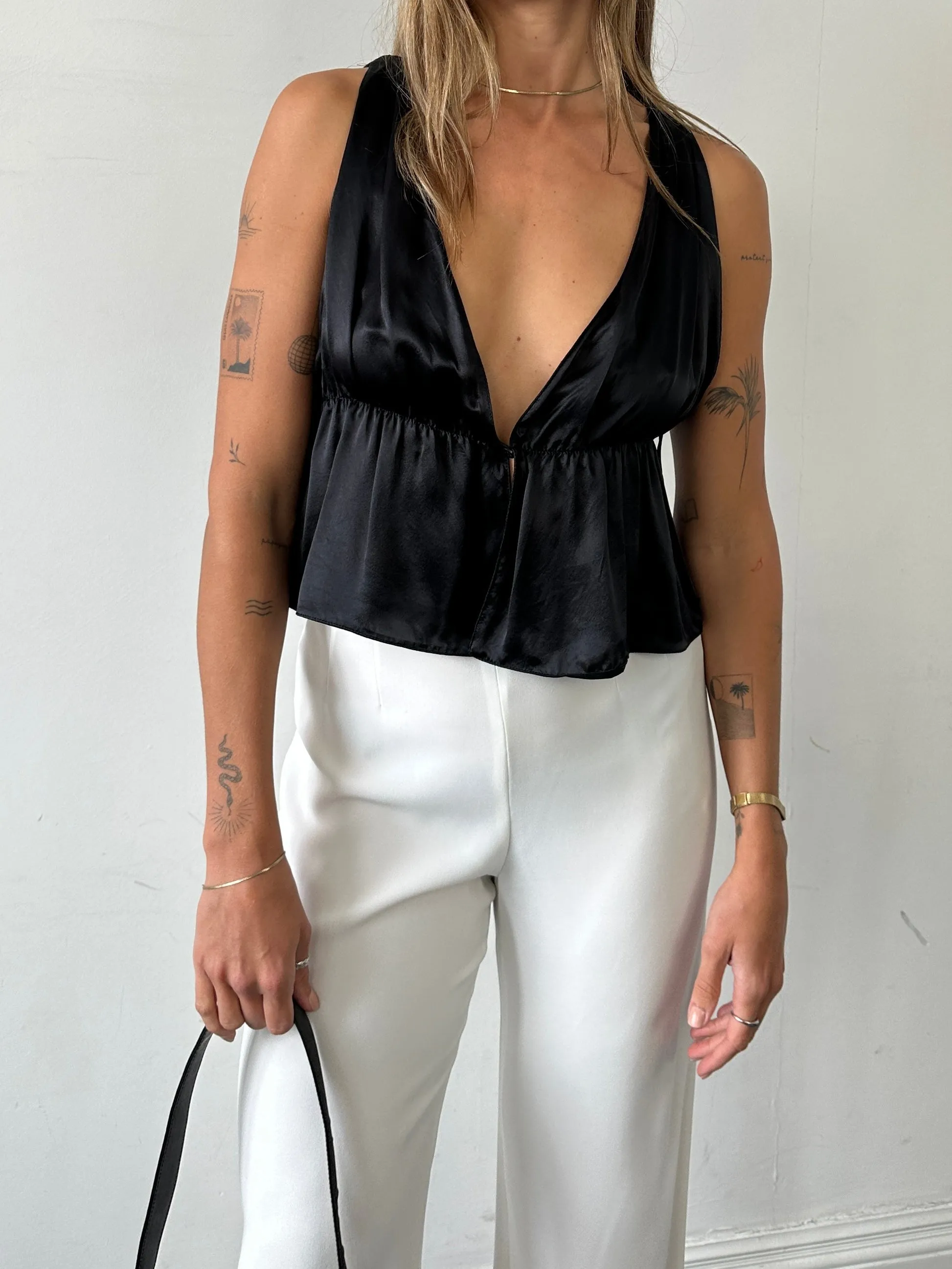 Emporio Armani Pure Silk Ruched Top - S/M
