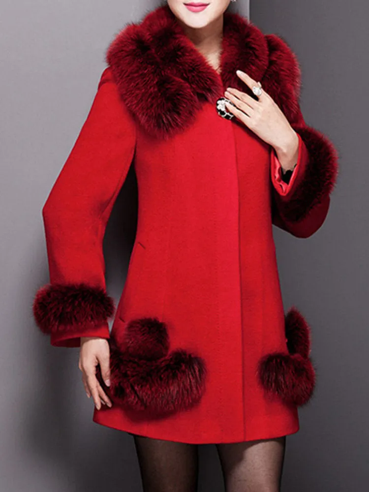 Faux Fur Collar Woolen Winter Coats