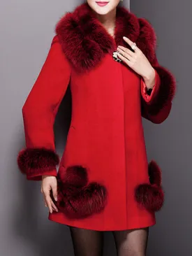 Faux Fur Collar Woolen Winter Coats