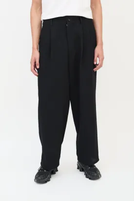 FW 1997 Black Wool & Nylon Pleated Wide Leg Trouser