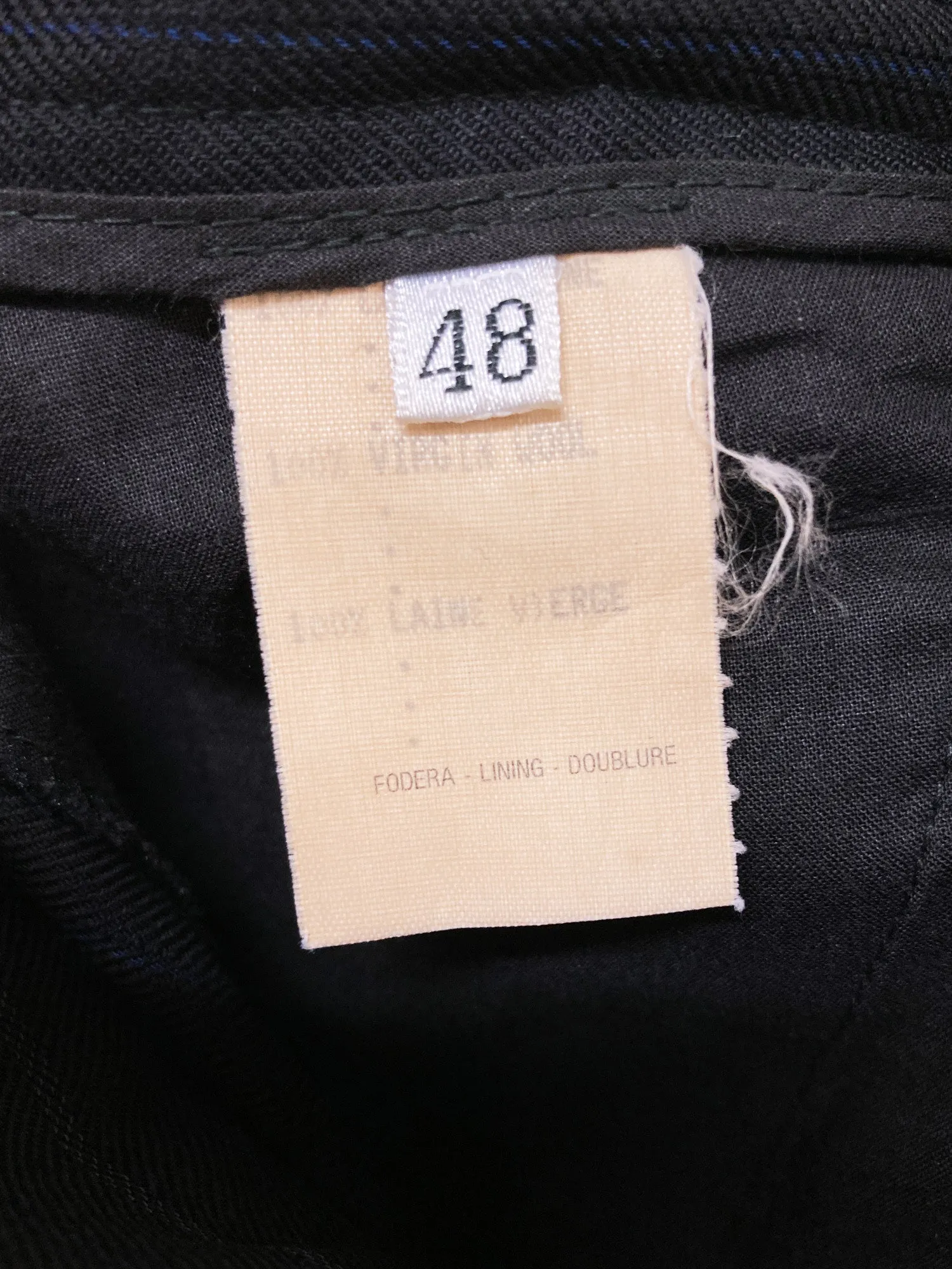 Gianni Versace black dark navy striped wool pleated trousers