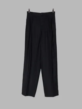 Gianni Versace black dark navy striped wool pleated trousers