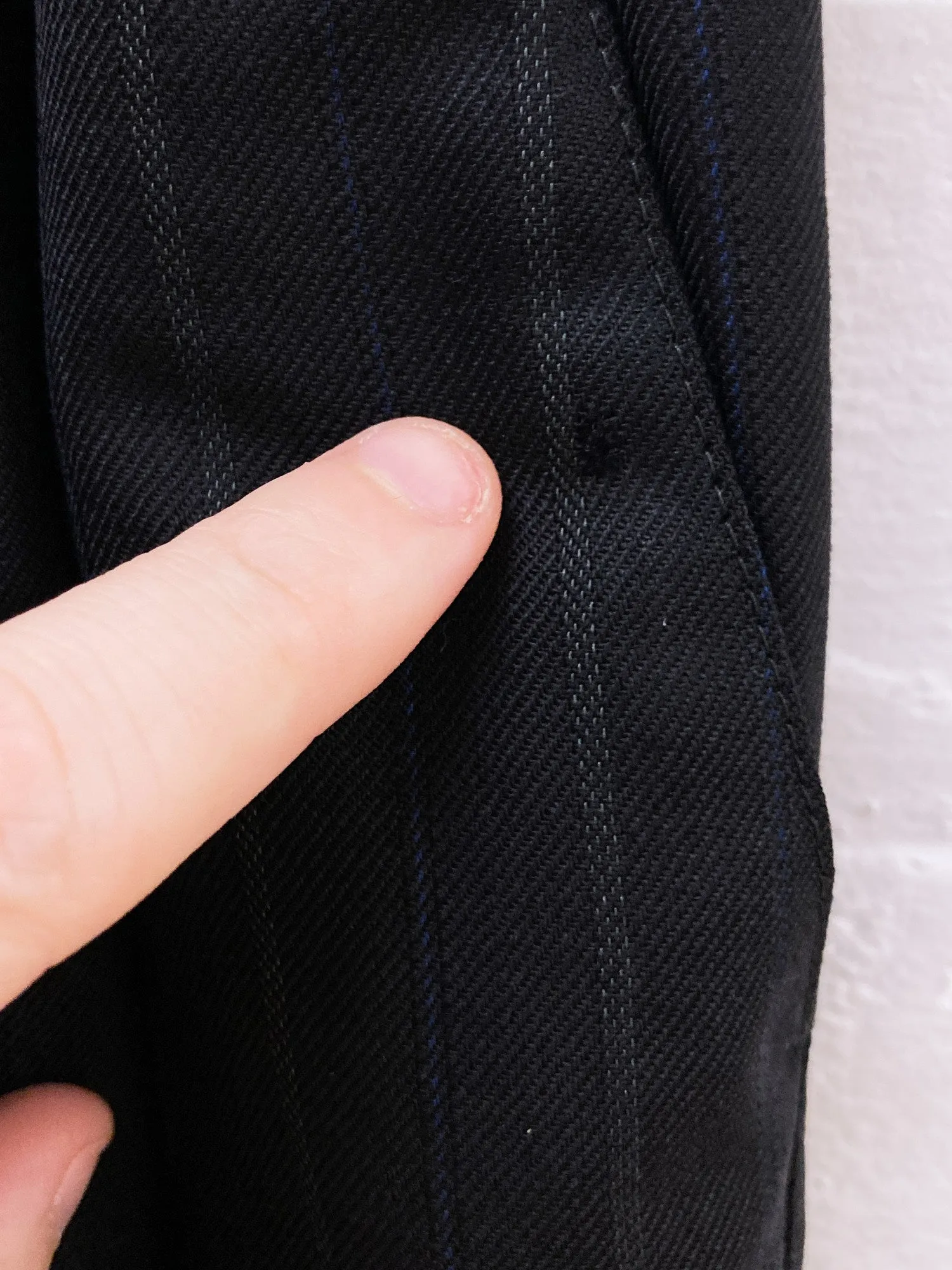 Gianni Versace black dark navy striped wool pleated trousers