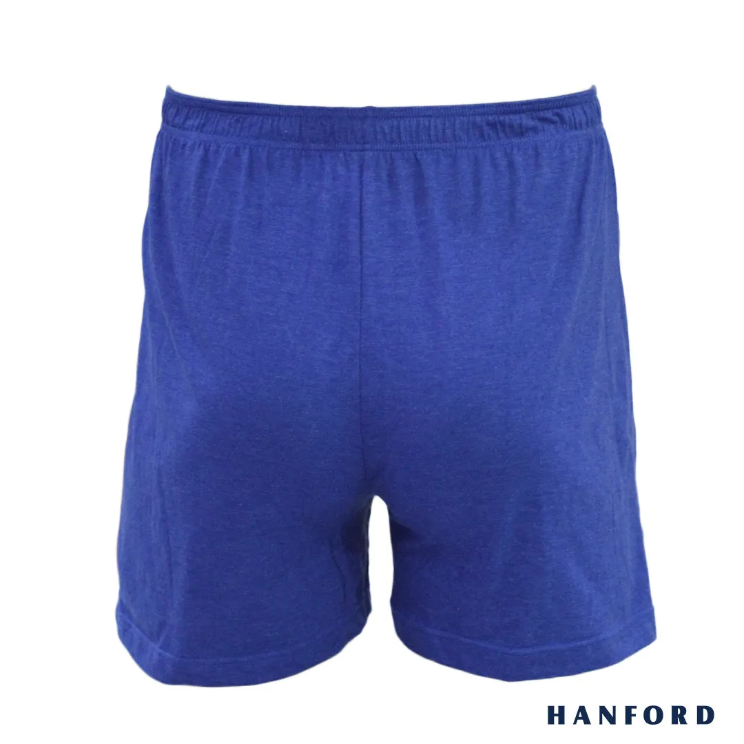 Hanford Men Premium Cotton Knit Lounge/Sleep/Boxer Shorts - Carib/True Blue/Denim (Single Pack)