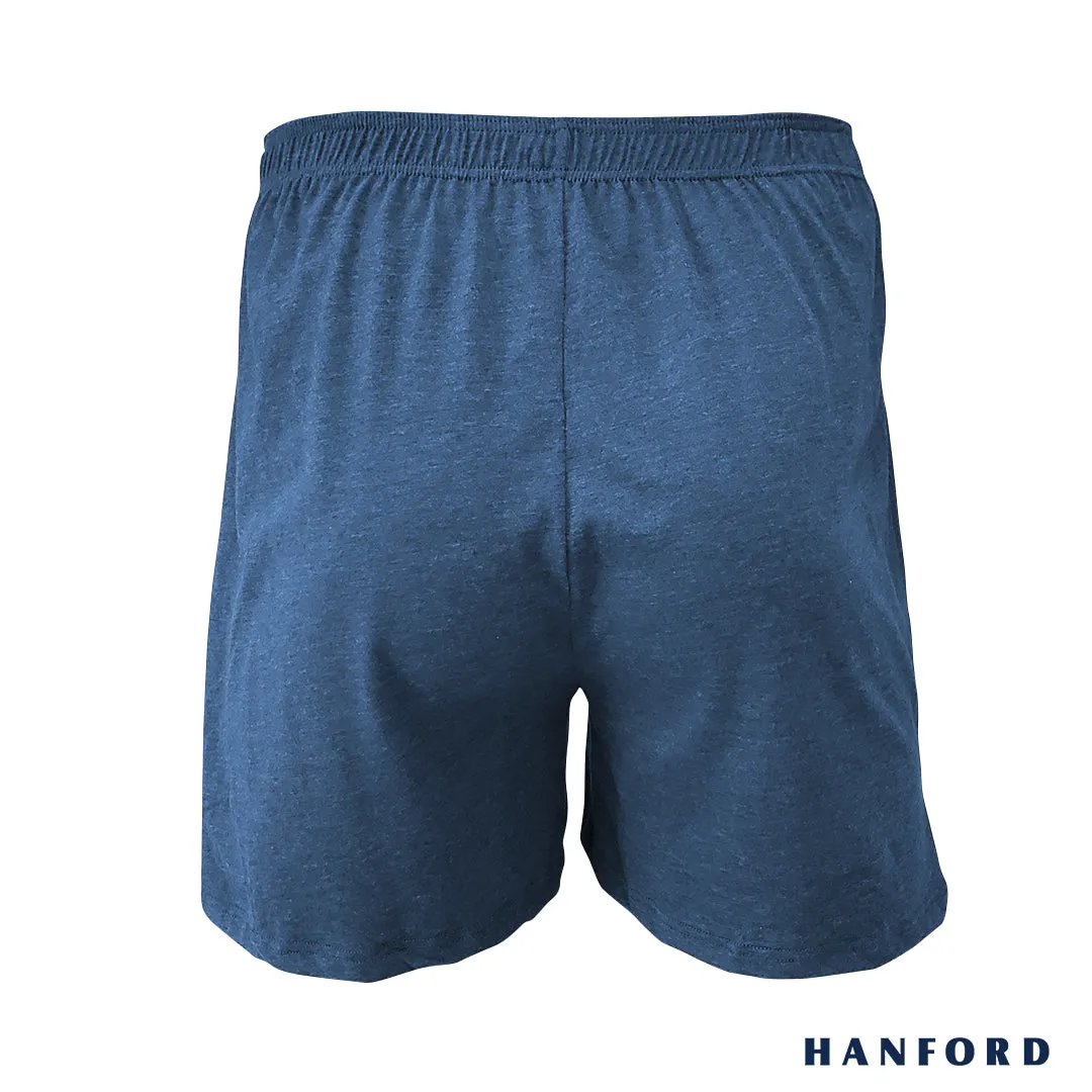 Hanford Men Premium Cotton Knit Lounge/Sleep/Boxer Shorts - Carib/True Blue/Denim (Single Pack)